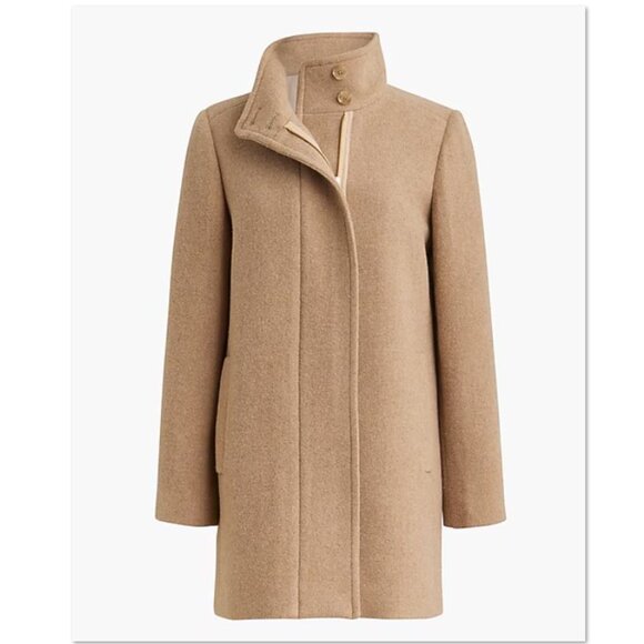 J. Crew Factory Button Neck City Coat Plus Size– Heather Acorn (Tan/Camel) - Picture 1 of 8